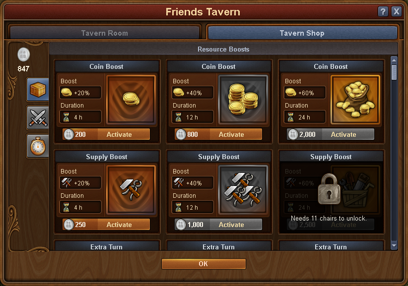 what to do with tavern silver in forge of empire
