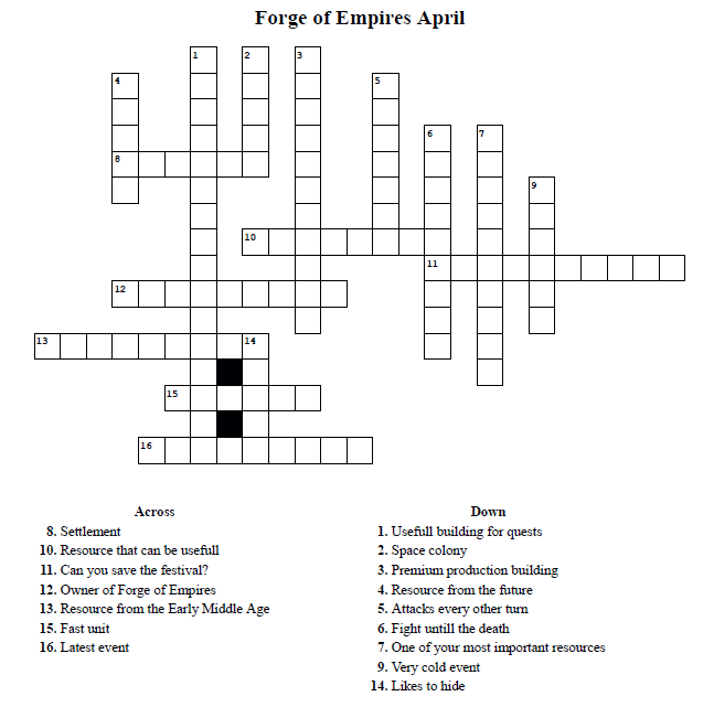 Crossword April 13, Puzzles