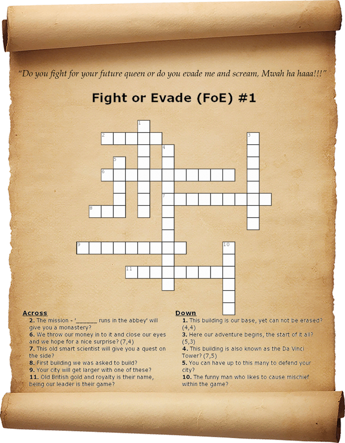 Closed - Fight or Evade - FoE Crossword #1 | Forge of Empires Forum
